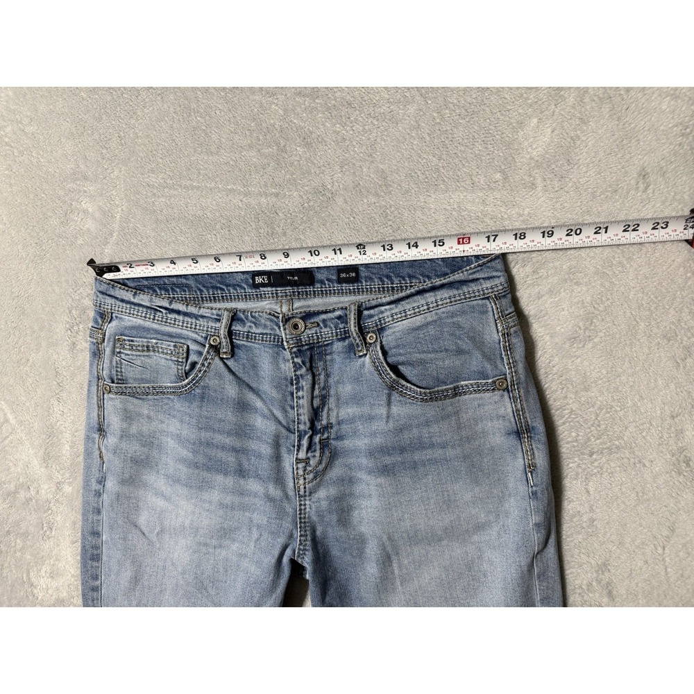 BKE Tyler Jeans Mens 34x34 Blue Light Wash Straight Leg Denim Cotton - Picture 5 of 9